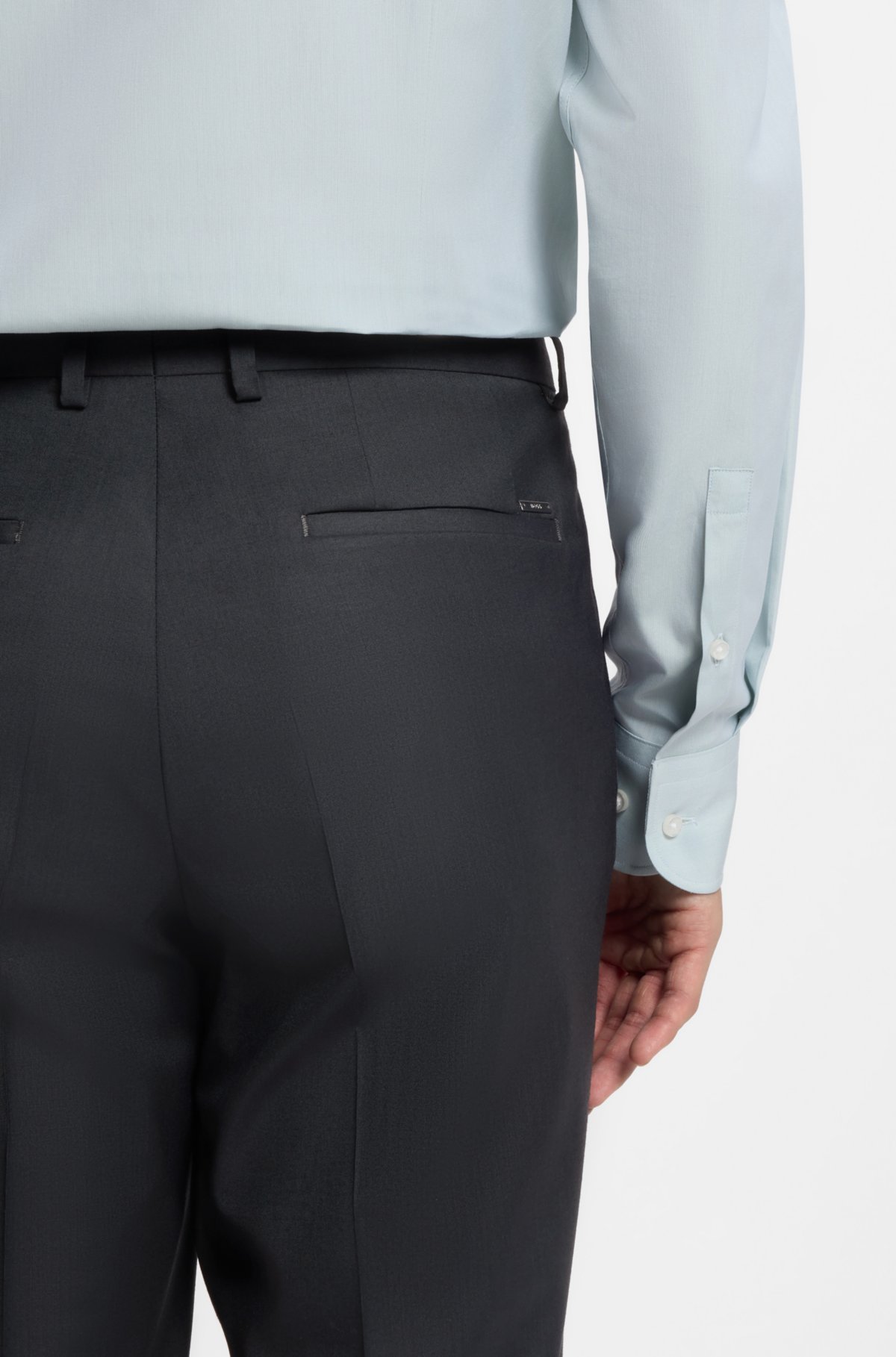 Pantalones entubados melange en mezcla de lana