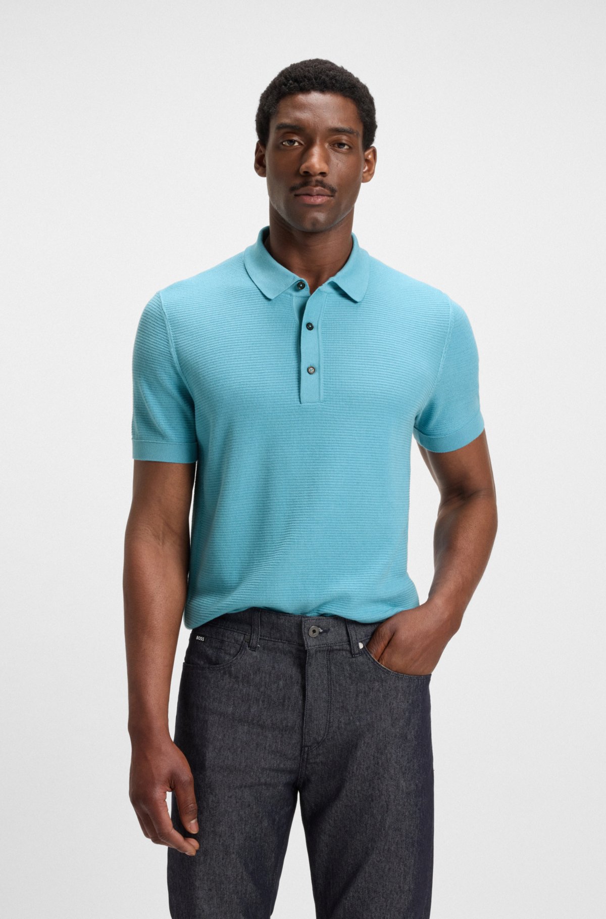 Sudadera de polo tejida con estructura rica