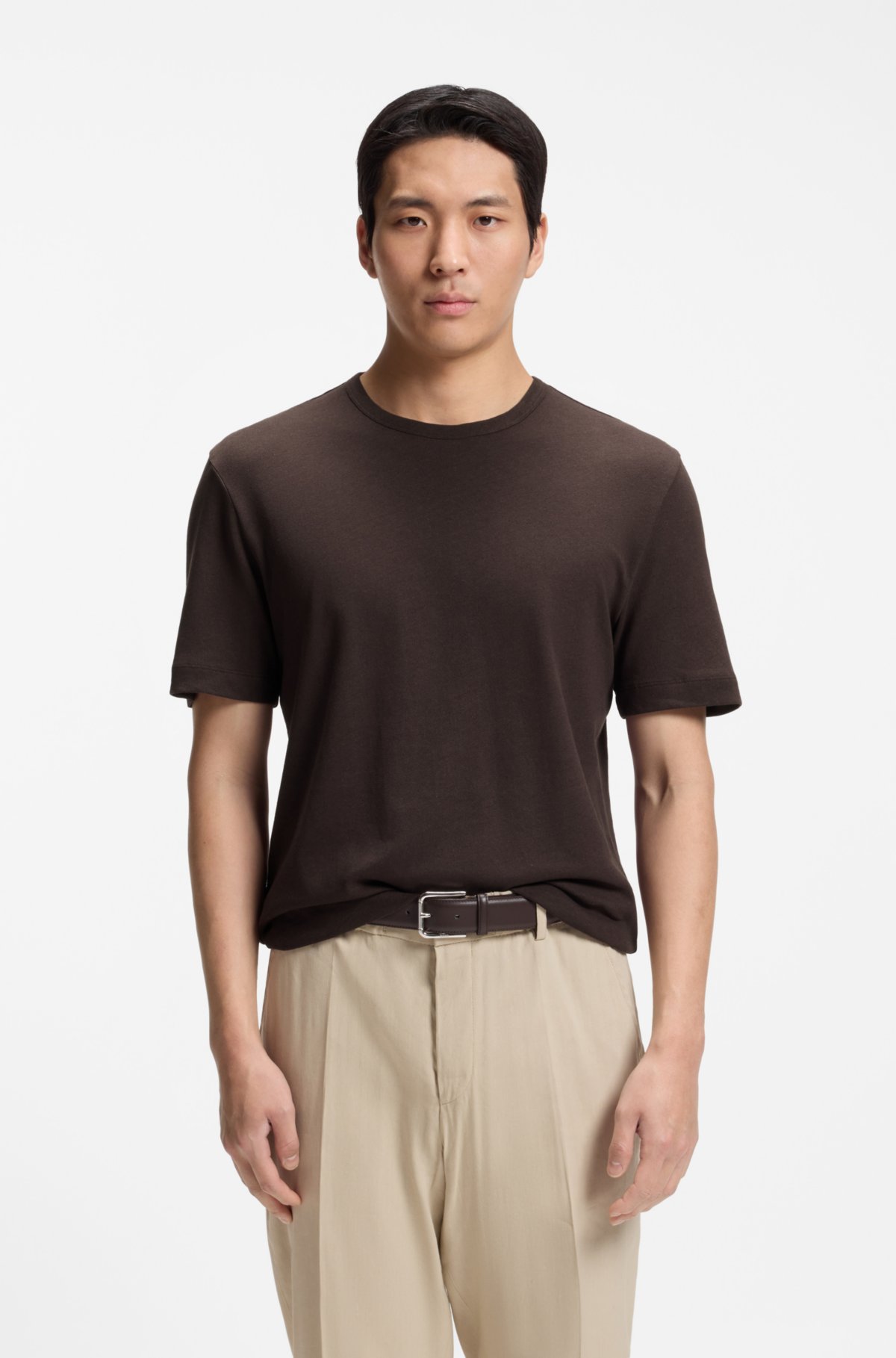 Camiseta de algodón y lino con corte regular