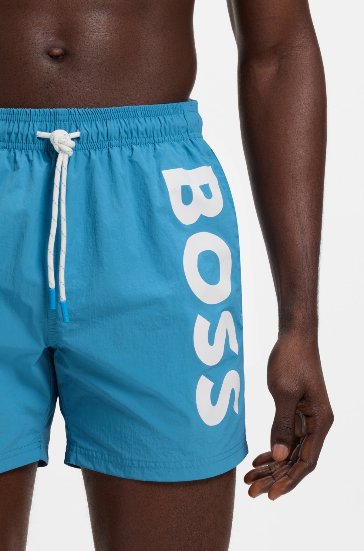 Bermudas de baño secado rápido con estampado vertical del logo