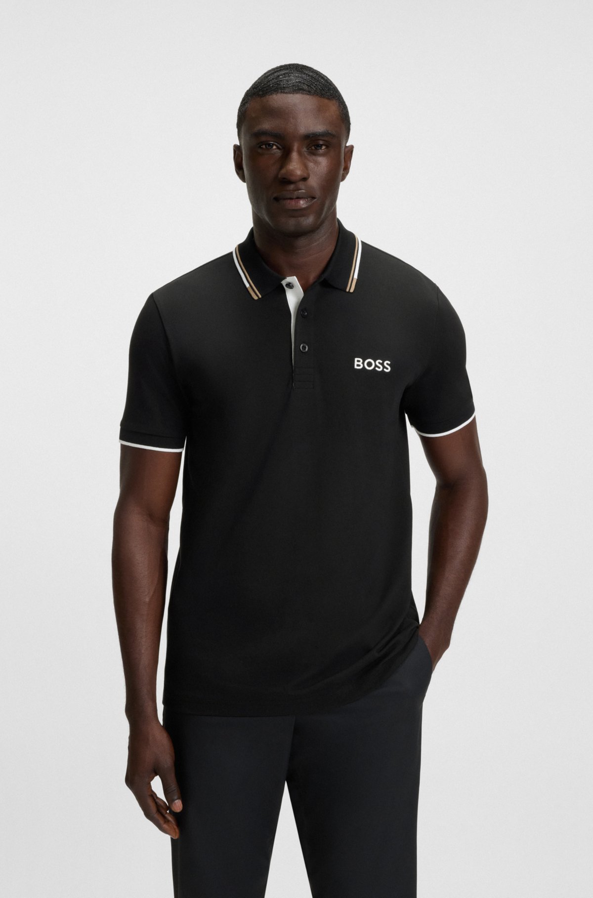 Camiseta de piqué elástica y de secado rápido con corte regular Active Paddy