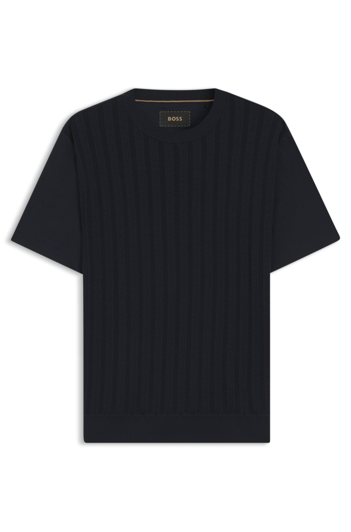 Camiseta de punto de cable en algodón y seda