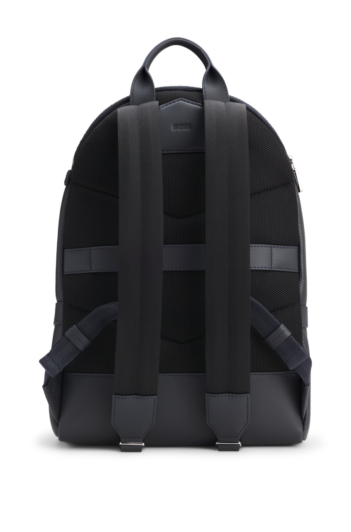 Mochila con logotipo relumbrante en cuero italiano