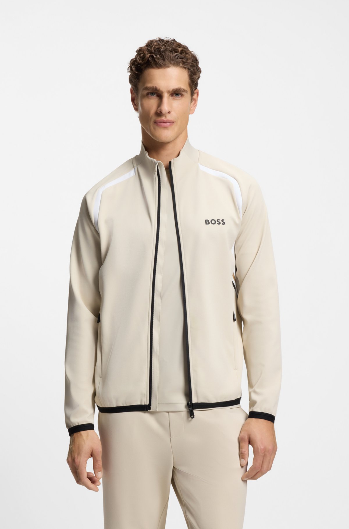 Sudadera con cremallera activa en gabardina elástica