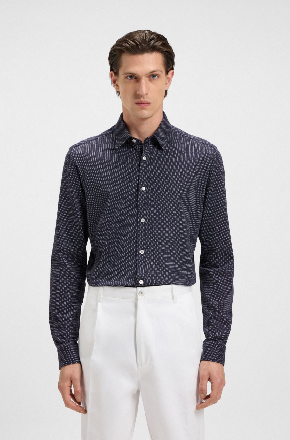 Camisa ajustada de jersey de algodón estructurado