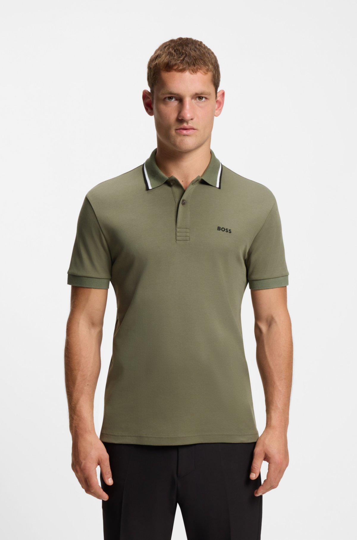 Camiseta de piqué ajustada de algodón interlock