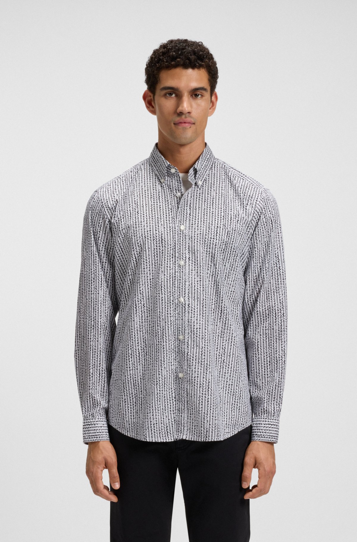Camisa de corte regular estampada en popelín de algodón