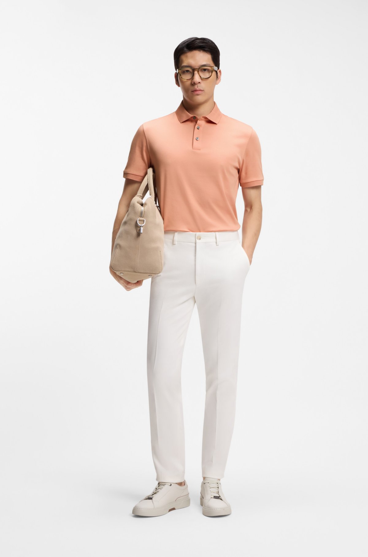 Camiseta polo de corte regular en algodón italiano mercerizado