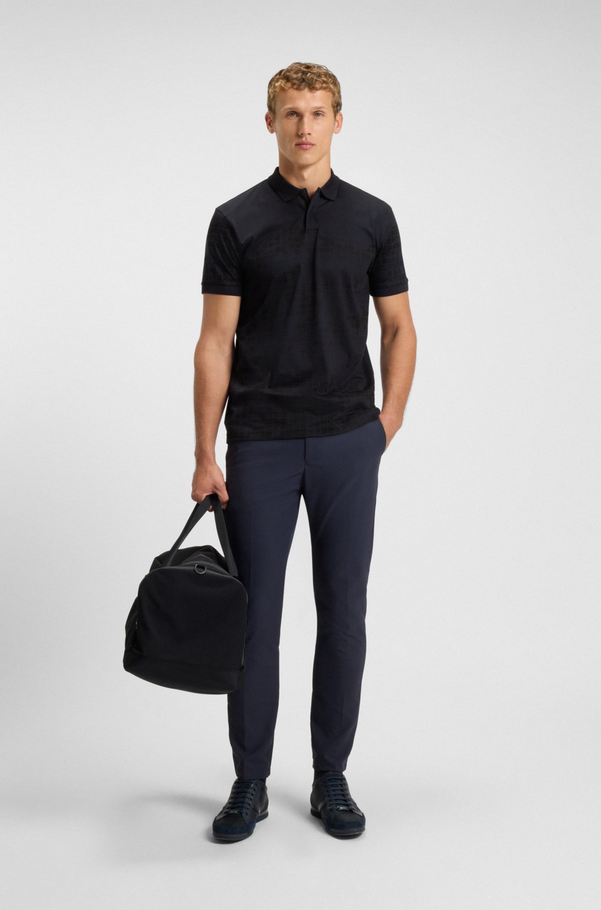 Camiseta polo estampada en algodón mercerizado