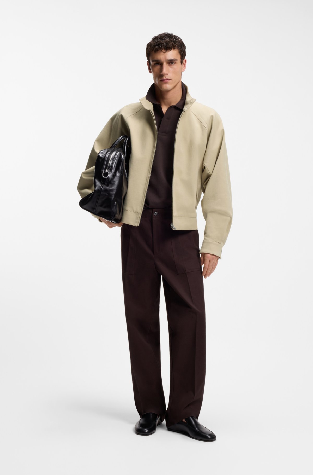Chaqueta bomber de algodón con elastano y cremallera
