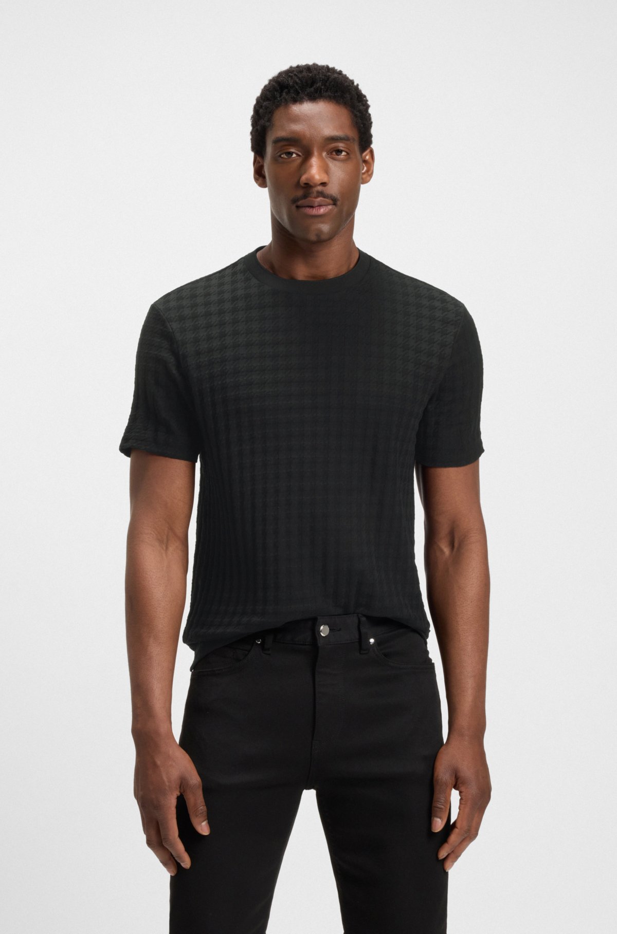 Camiseta de algodón mercerizado con estampado houndstooth de Porsche x BOSS