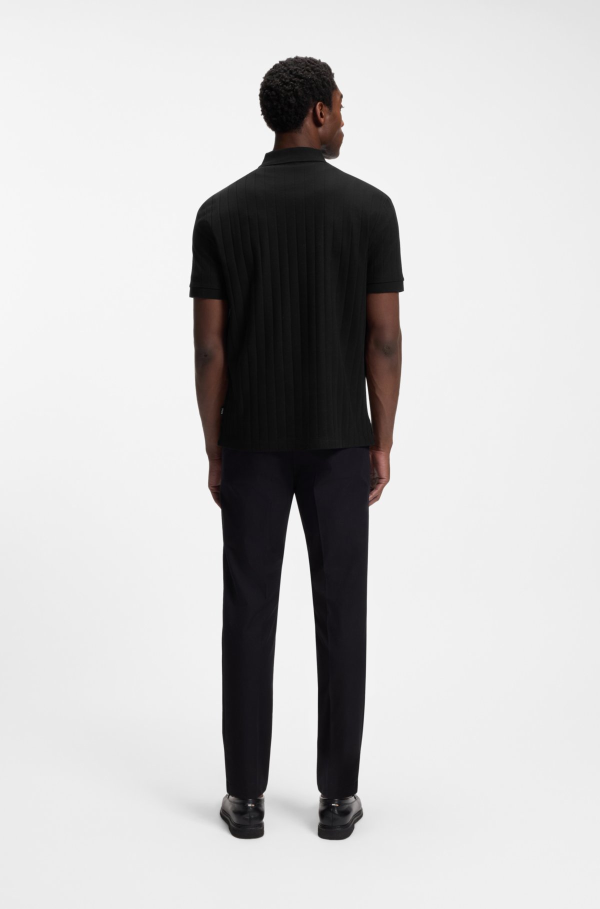 Camiseta de polo con rayas verticales en algodón mercerizado