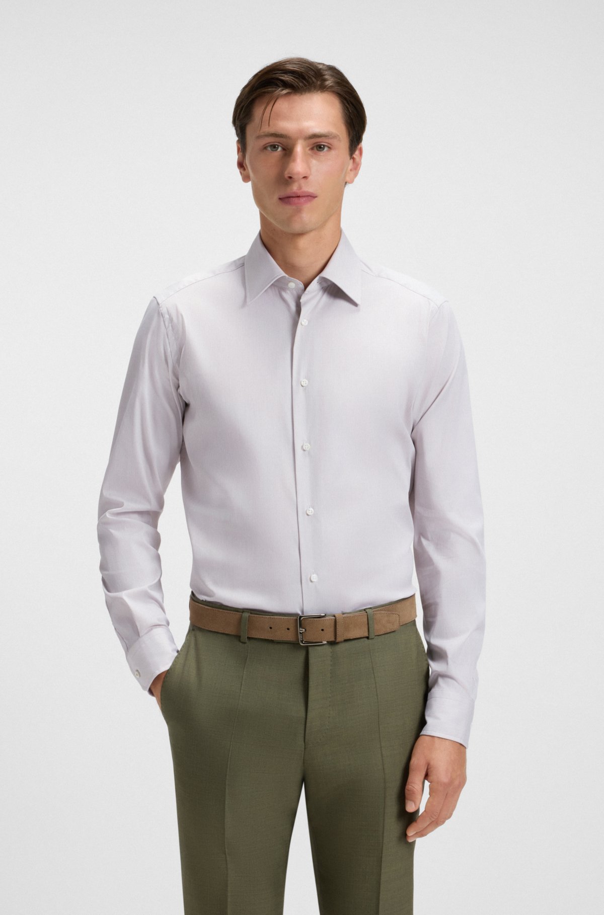 Camisa de corte regular en una mezcla de algodón fabricada en Italia