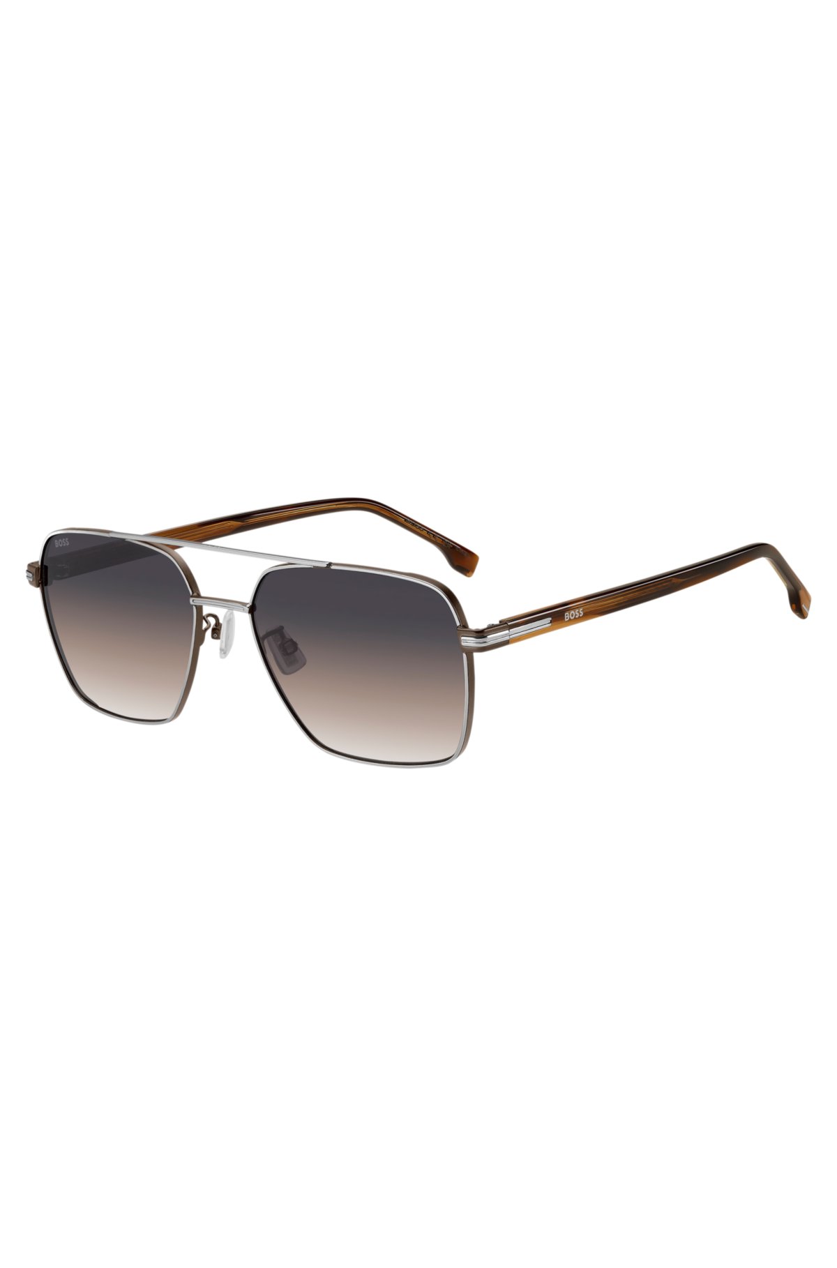 Gafas de sol con puente doble y temples contrastantes