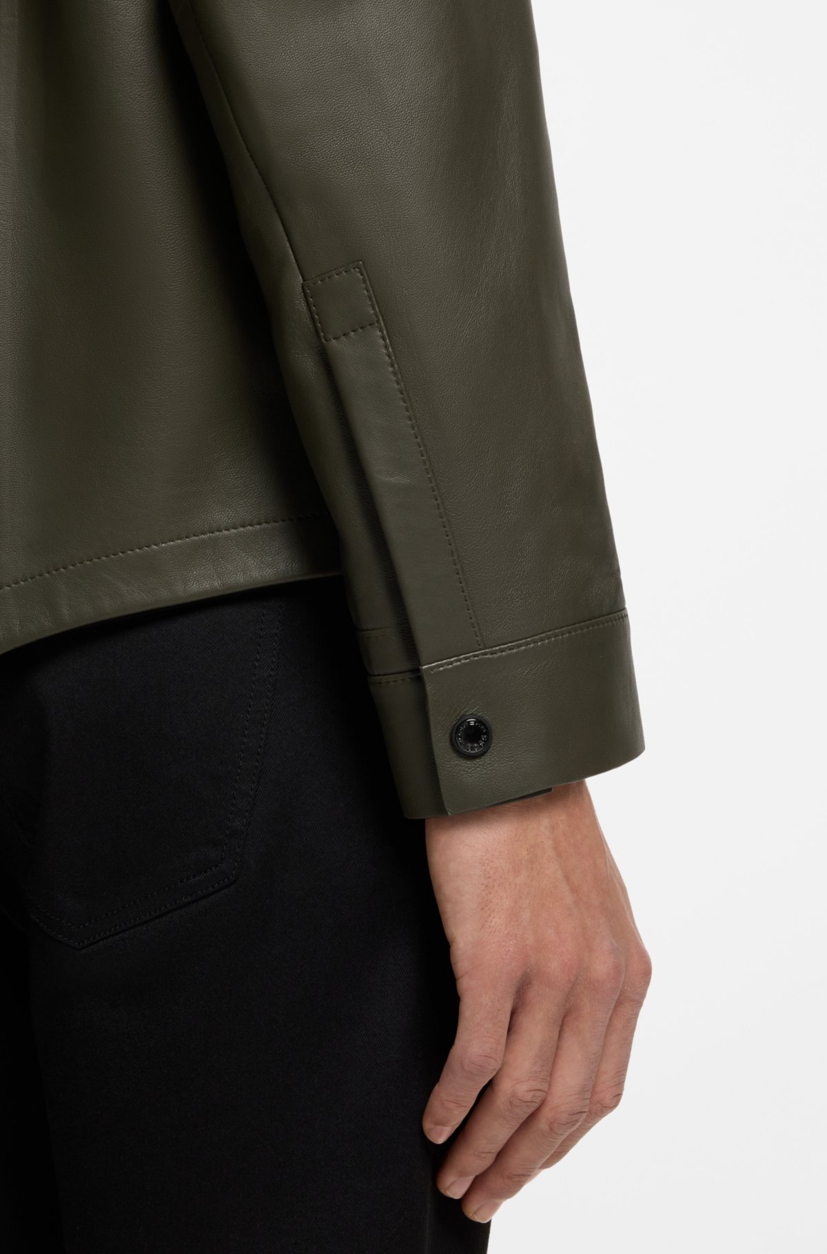 Camisa regular-fit Porsche x BOSS en piel de napa