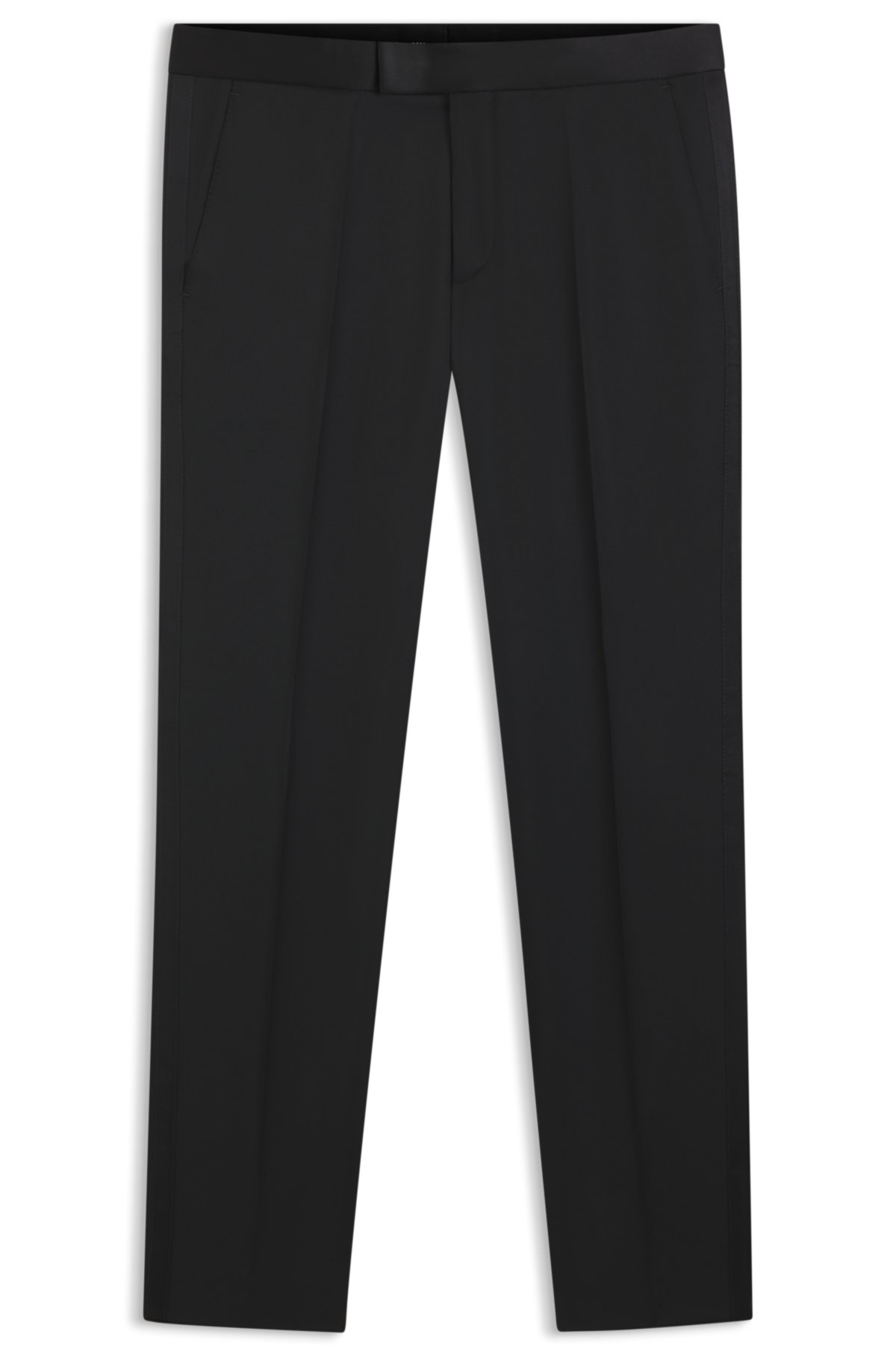 Pantalones de esmoquin ajustados en sarga de lana virgen