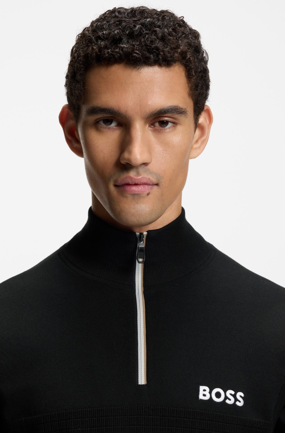 Sudadera de mezcla de algodón sin mangas con cuello de cremallera