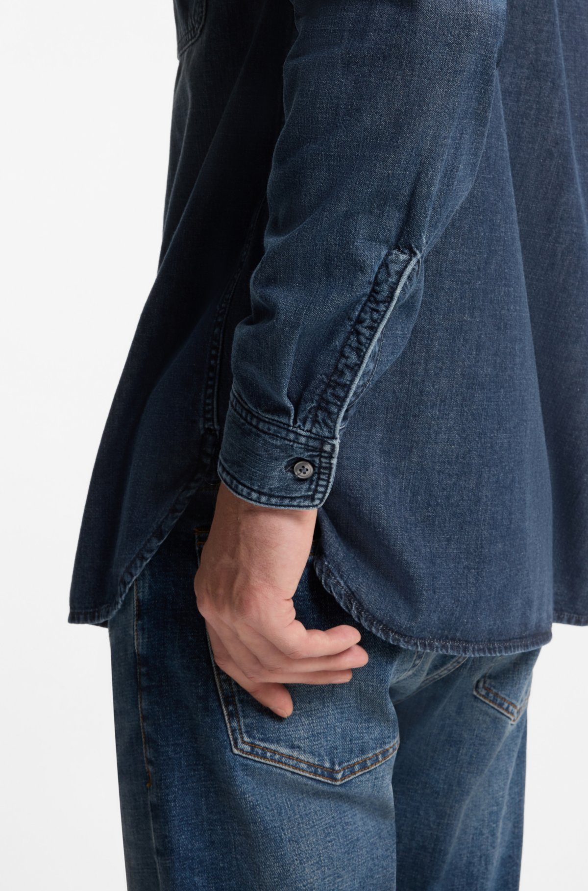 Camisa BECKHAM x BOSS en denim azul