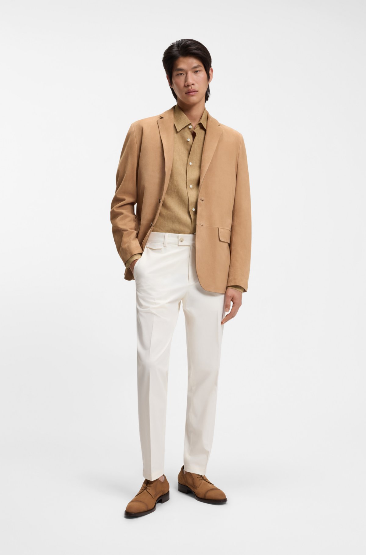 Camisa ajustada de lino fabricado en Italia