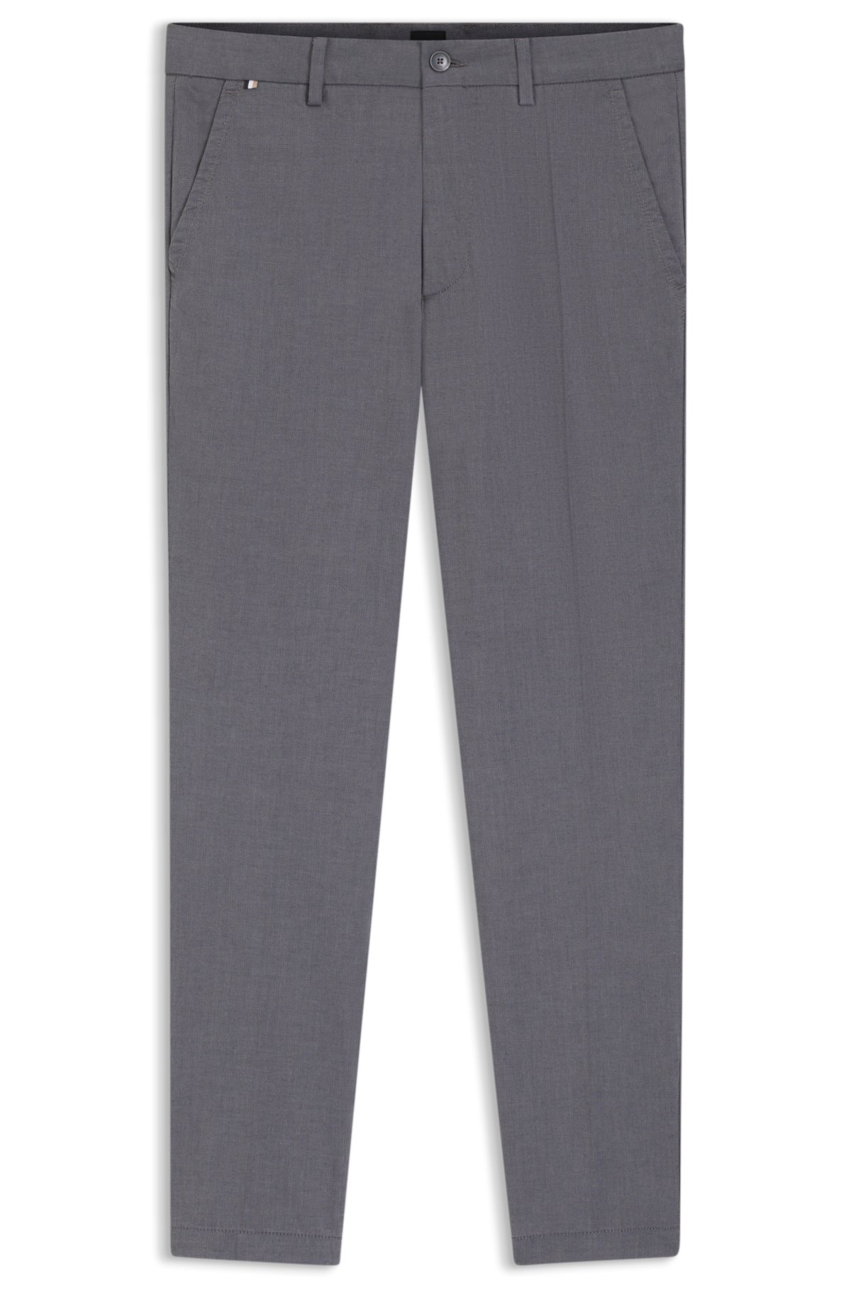 Pantalones entallados de algodón elástico con tejido dobby