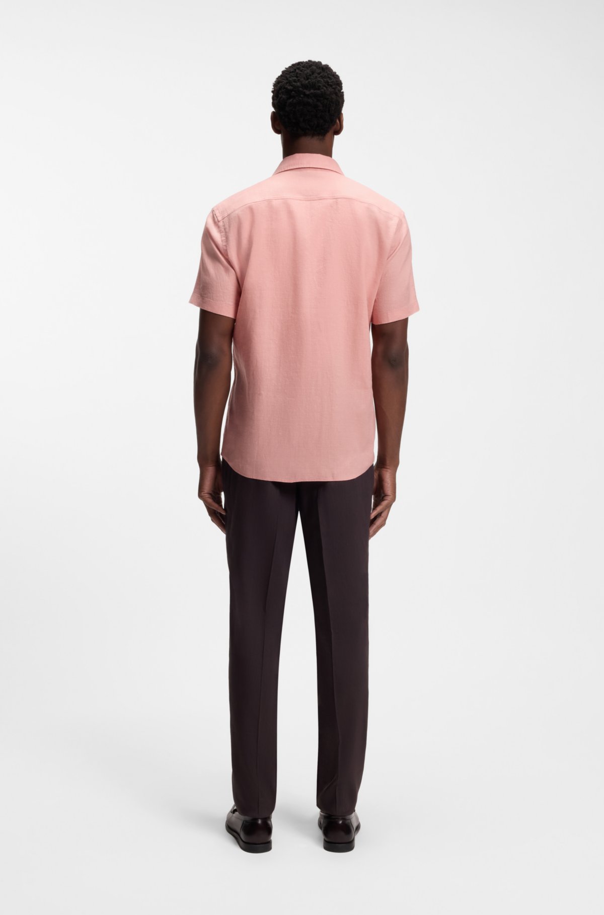 Camisa ajustada de lino elástico