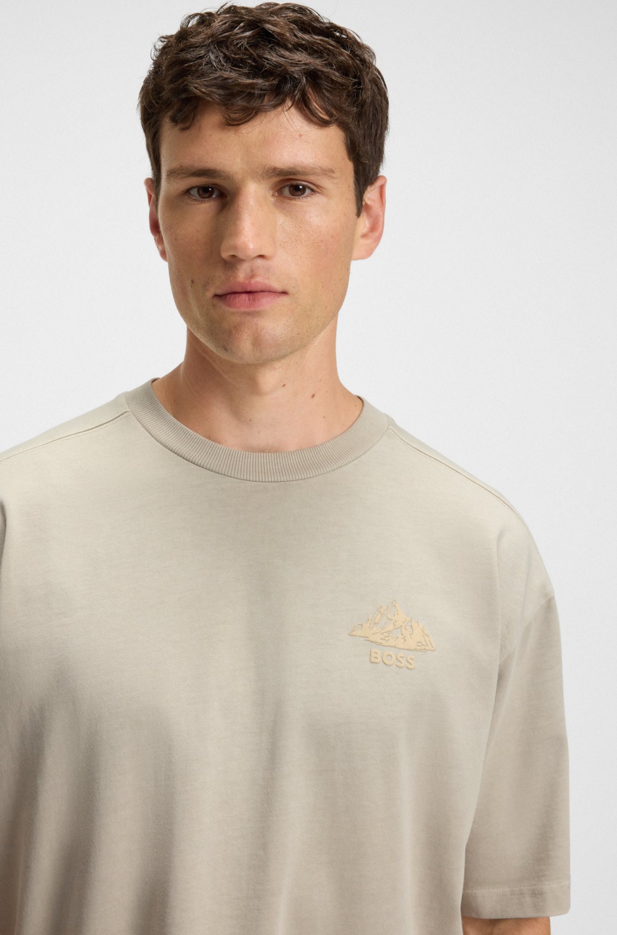 Camiseta de punto de algodón con detalle de logo