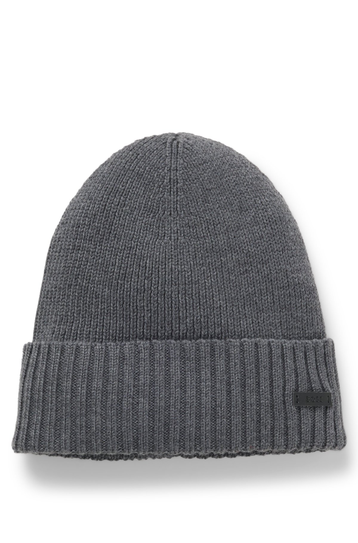 Gorro de lana virgen con placa con logo