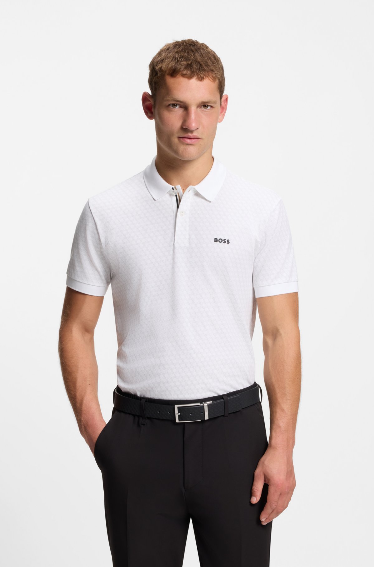 Camiseta polo estampada en piqué de algodón