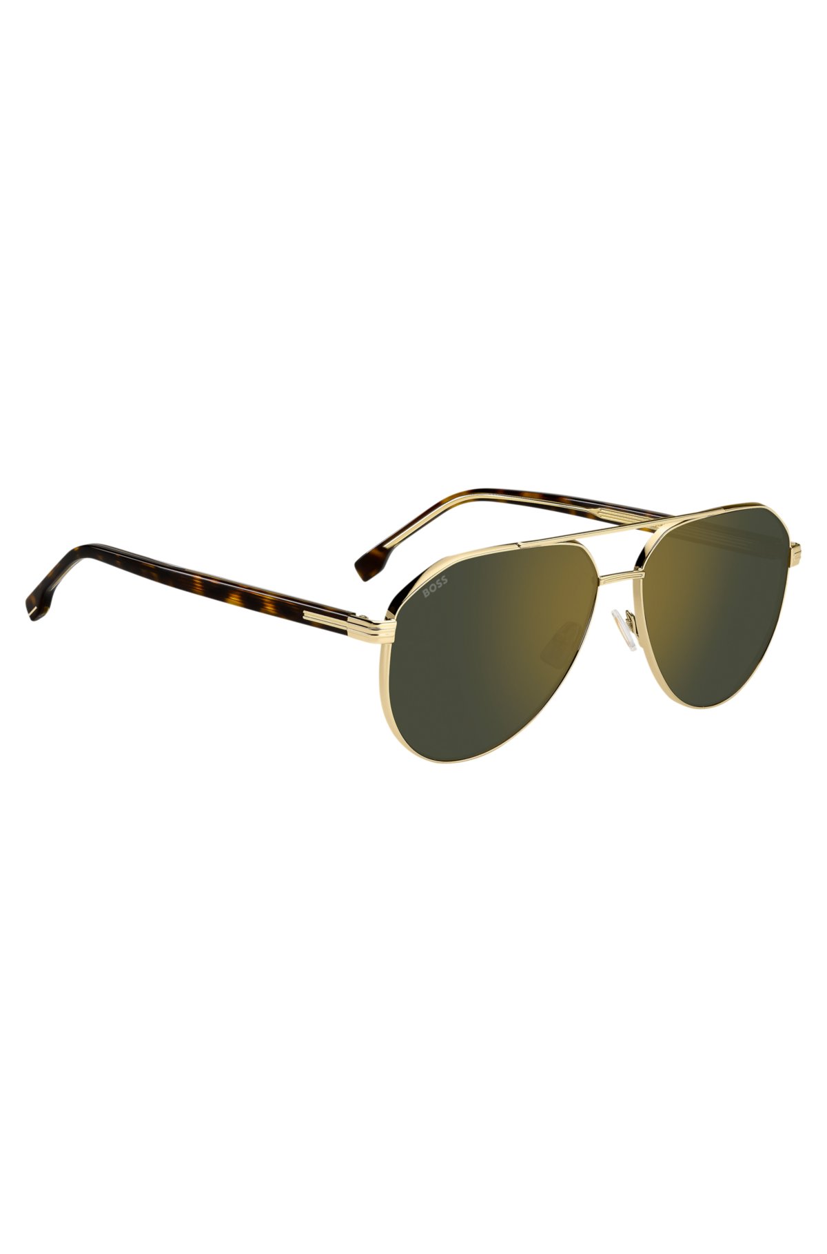 Gafas de sol con tono dorado y puentes de acetato Havana