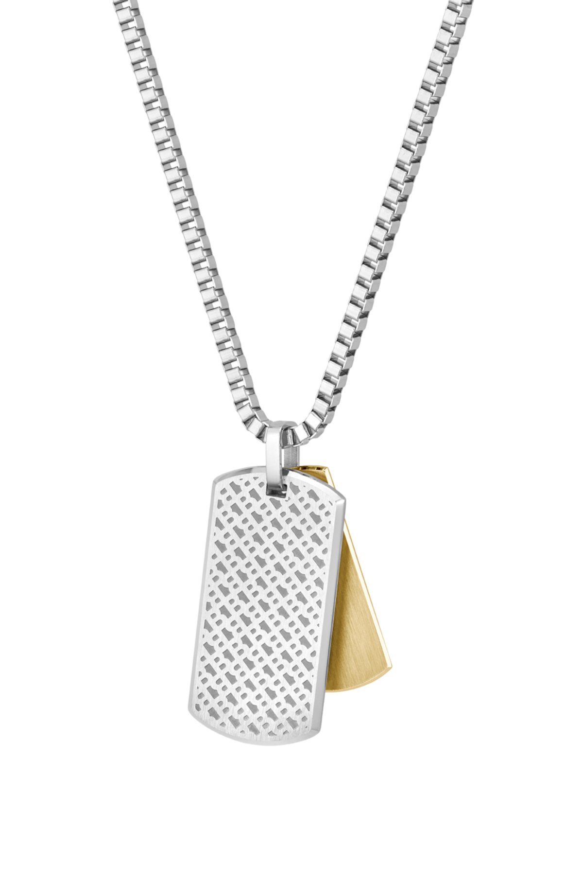 Collar de cadena con colgante de doble etiqueta con marca