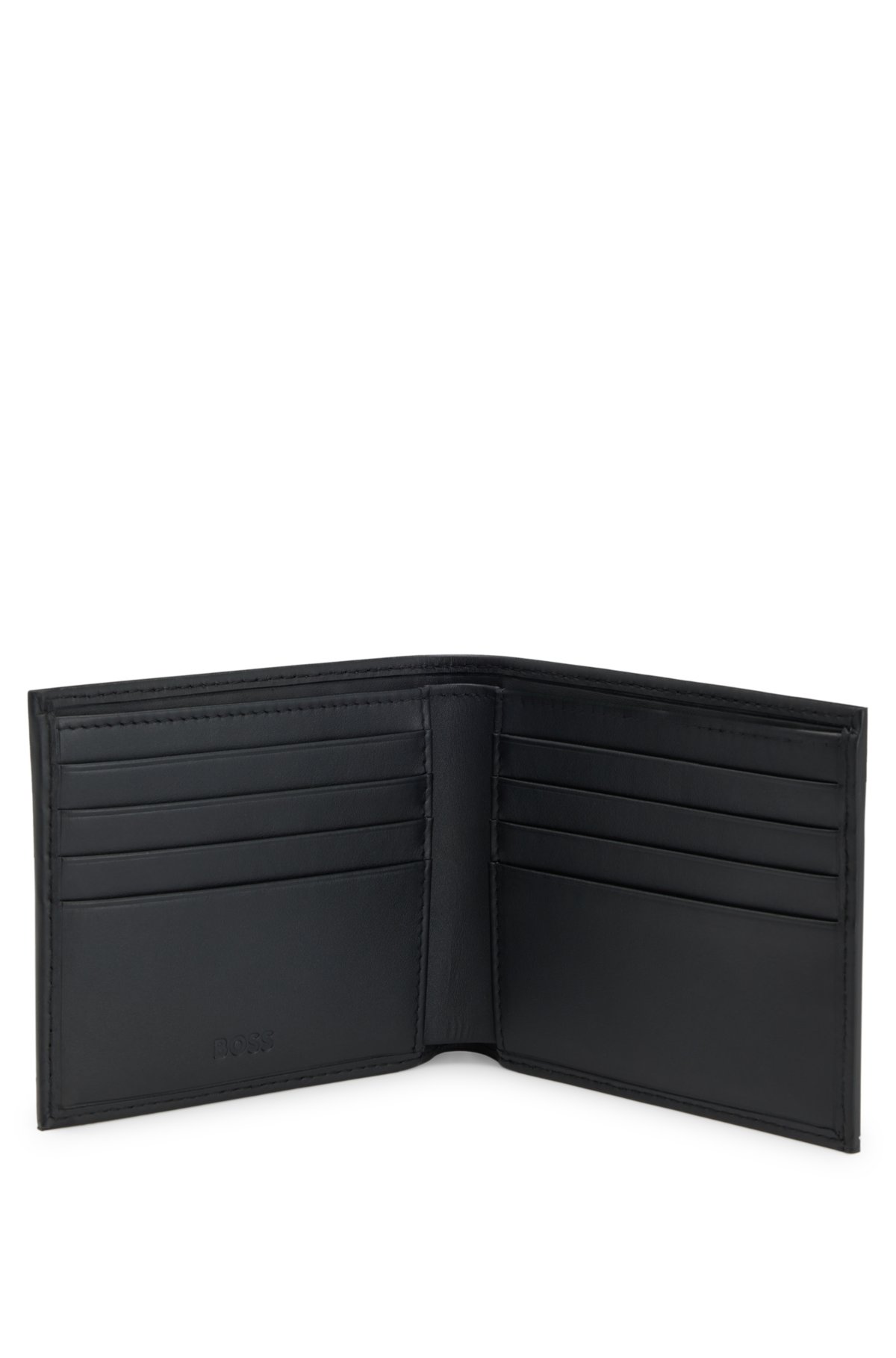 Billetera de cuero liso con logo