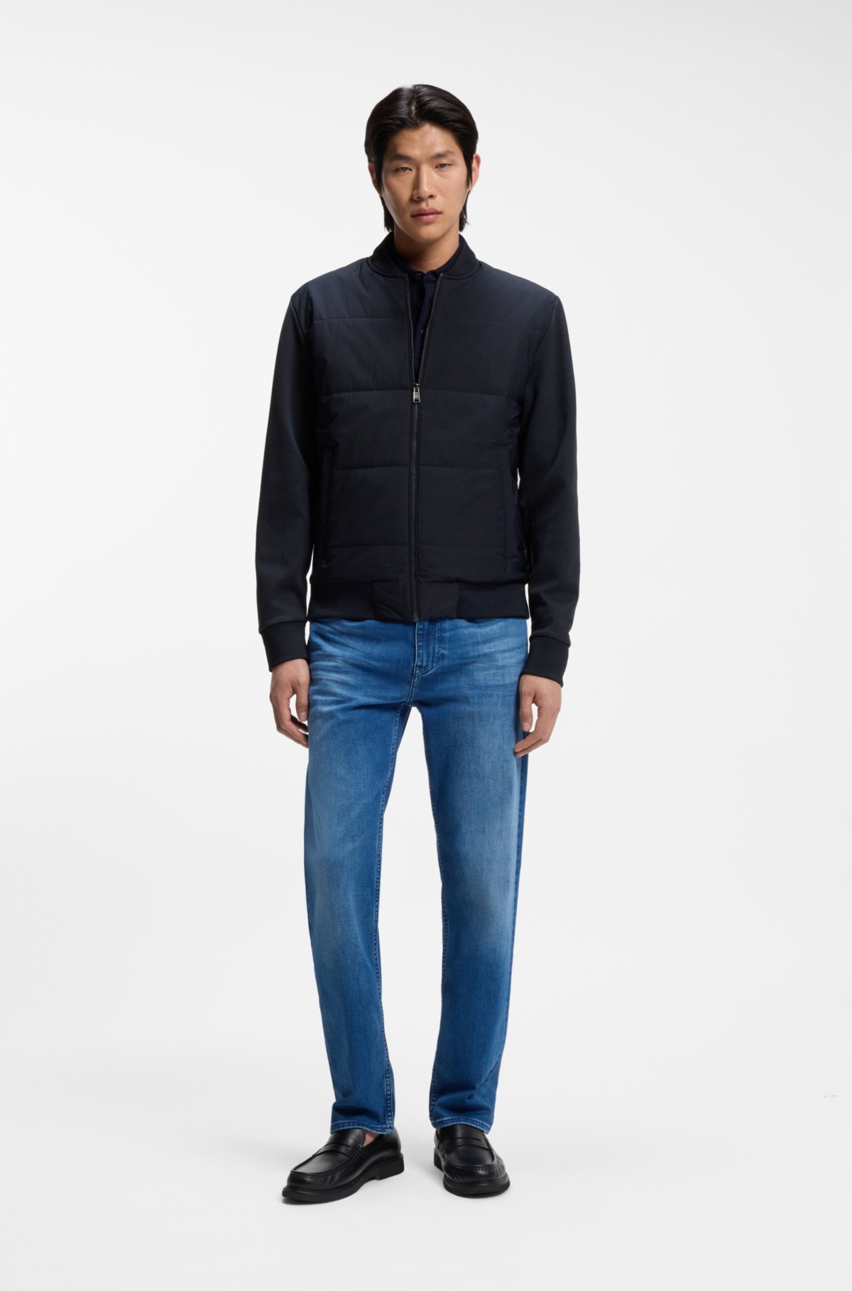 Sudadera con cremallera delantera acolchada en mezcla de algodón