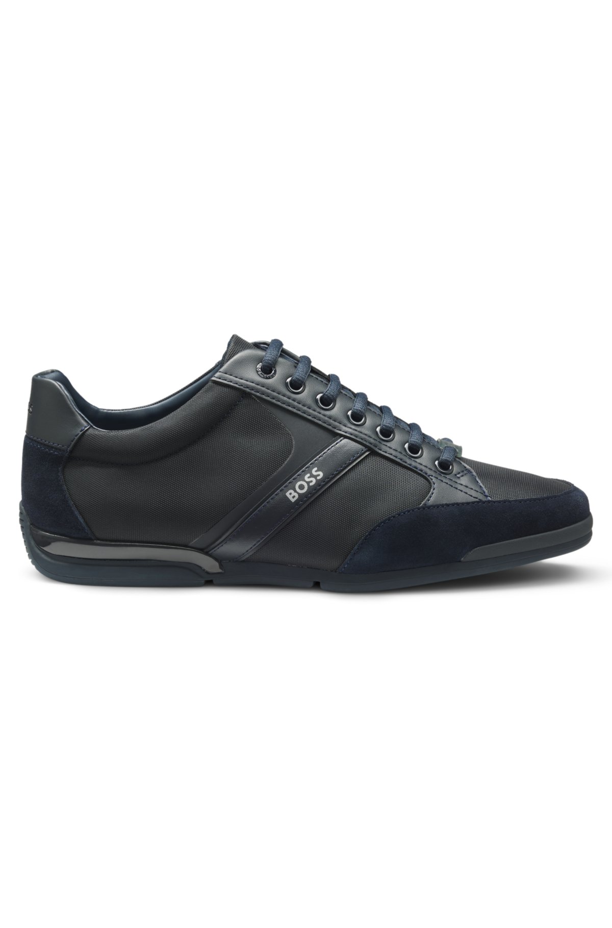 Zapatillas de materiales mixtos con ante y piel sintética