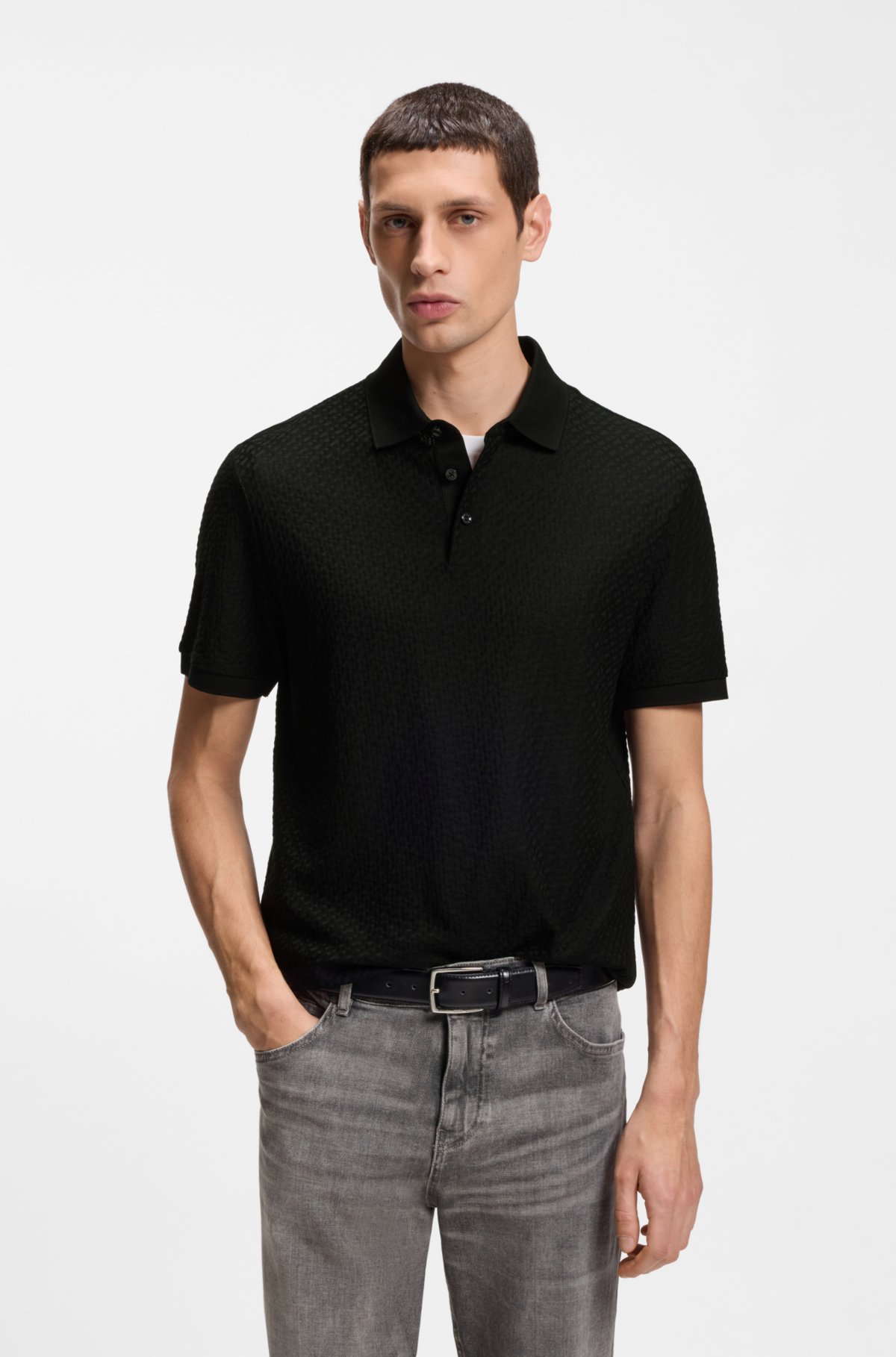 Camiseta de polo jacquard con monograma en algodón Camiseta de polo jacquard con monograma en algodón