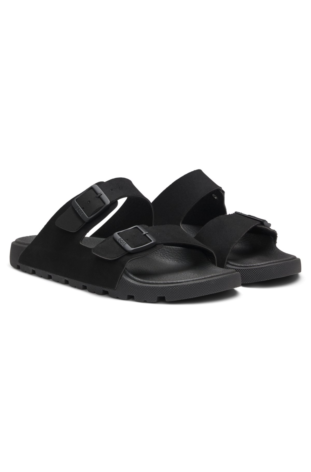 Chancletas con correas dobles y hebillas con logotipo