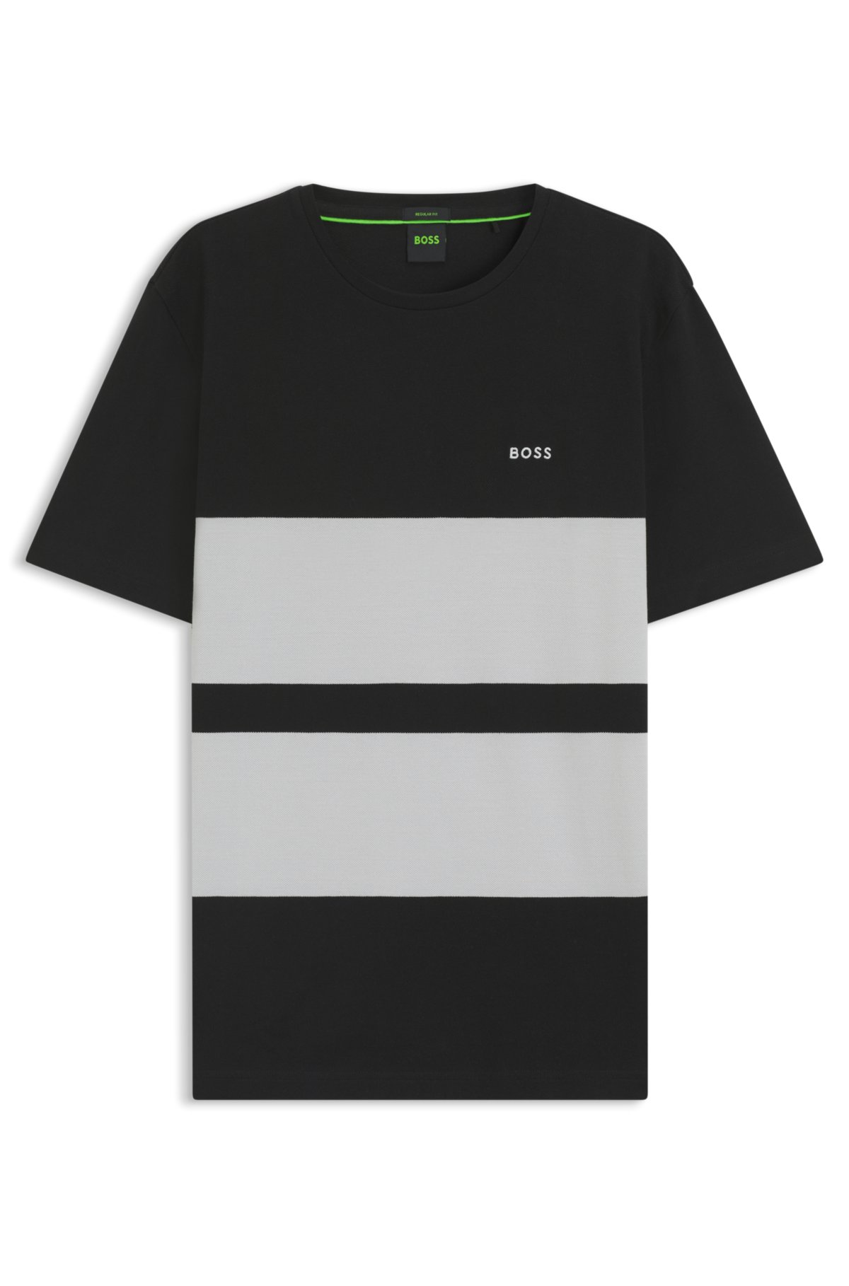 Camiseta de rayas bloqueadas en piqué de algodón