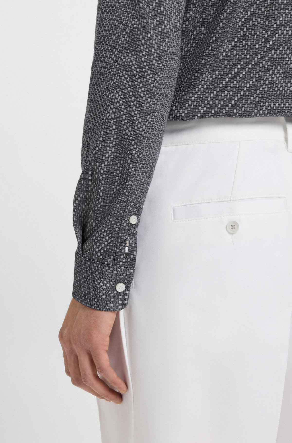 Camisa ajustada de mezcla de algodón con tejido jacquard