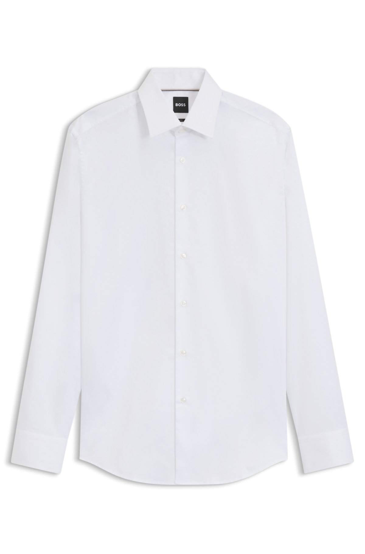 Camisa slim-fit con logo jacquard de algodón italiano