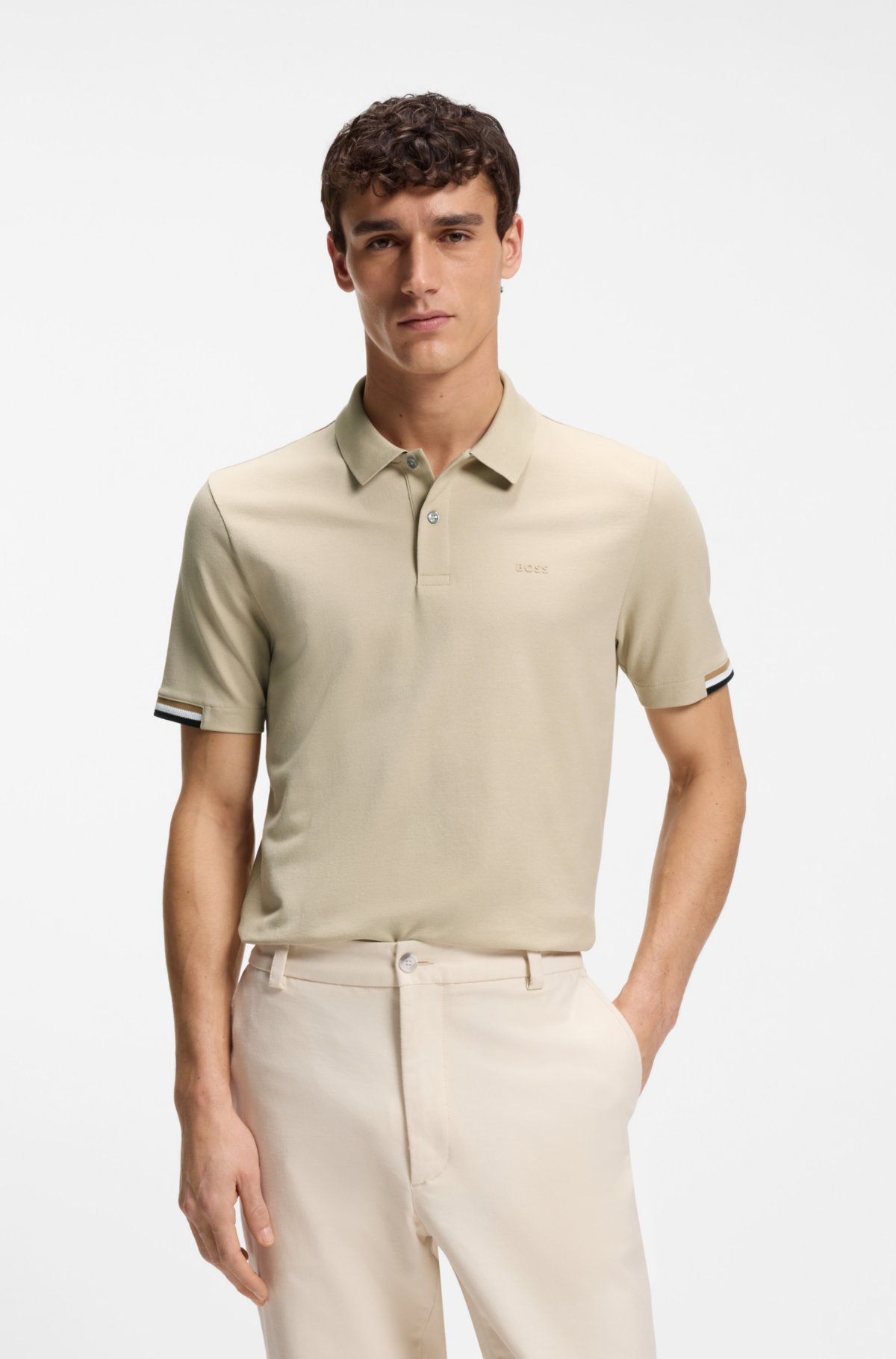 Camiseta de polo con logotipo en caucho de algodón mercerizado