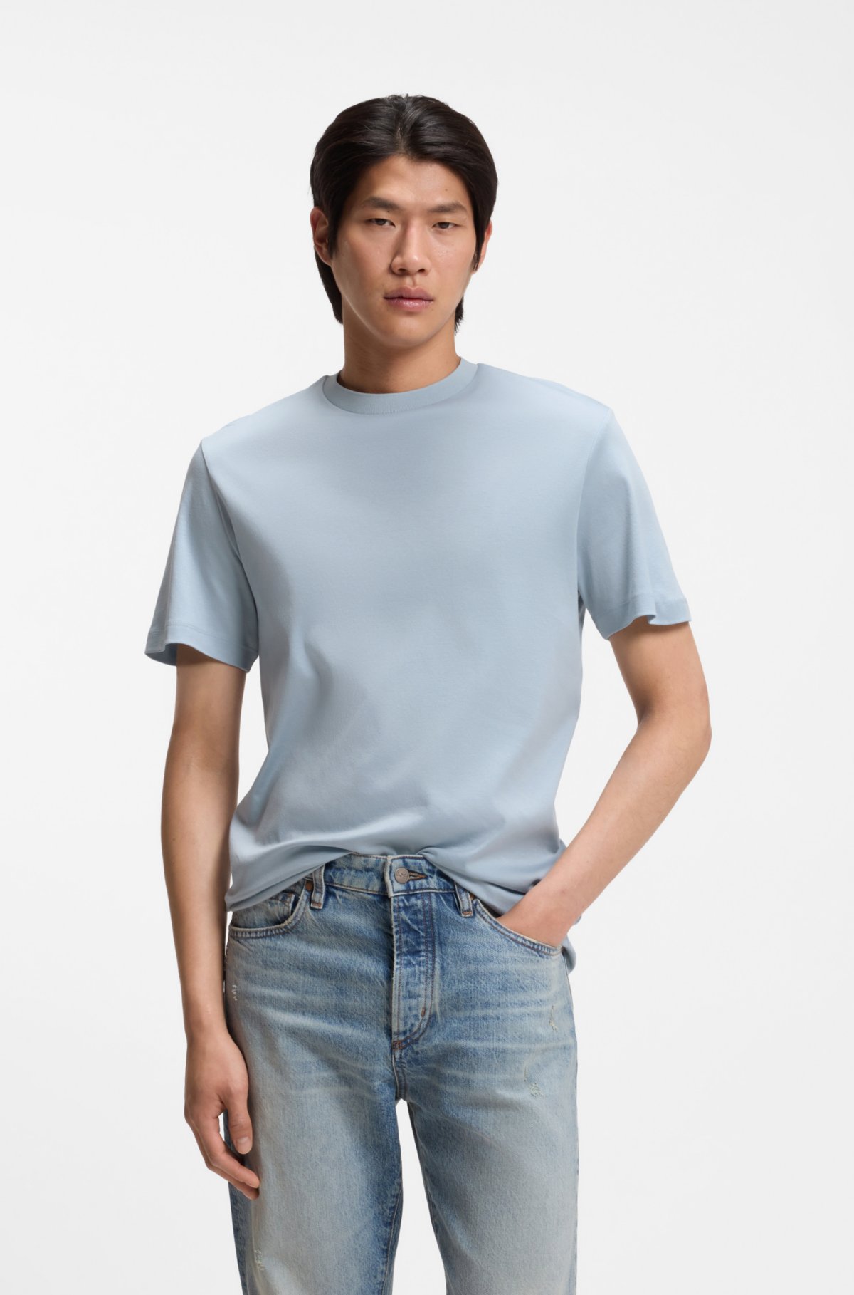 Camiseta de corte regular en algodón mercerizado
