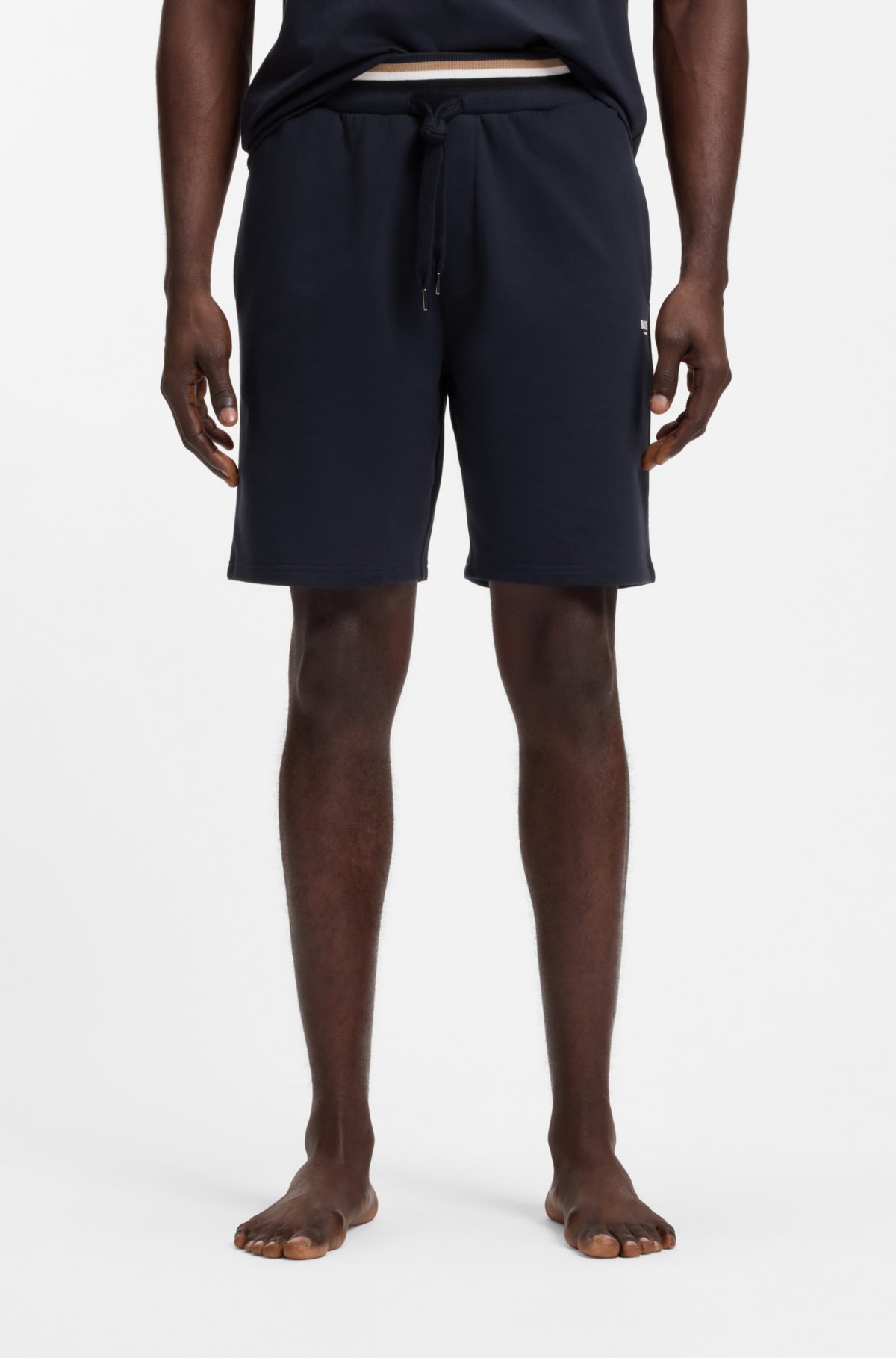 Pantalones cortos con estampado de logo en terciopelo de algodón