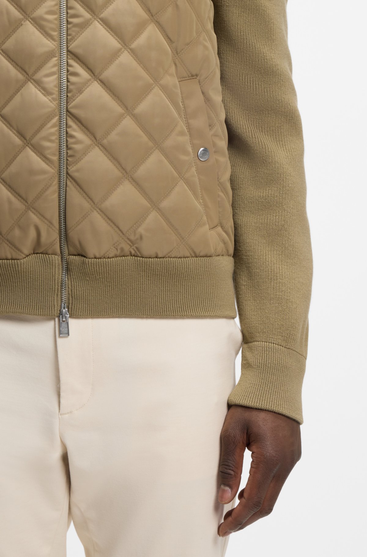Chaqueta con delantero acolchado en lana tejida