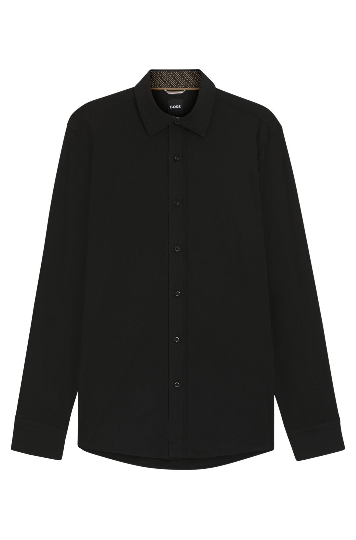 Camisa ajustada en algodón elastizado con efecto melange