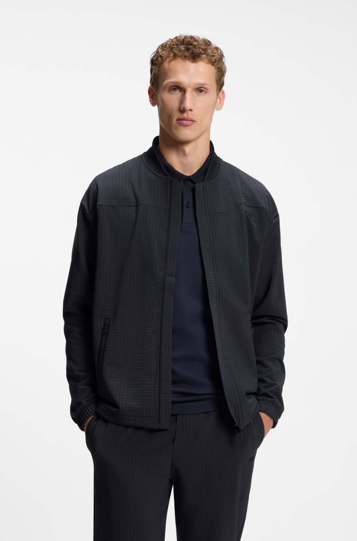 Sudadera con marco y cremallera con estructura de rejilla
