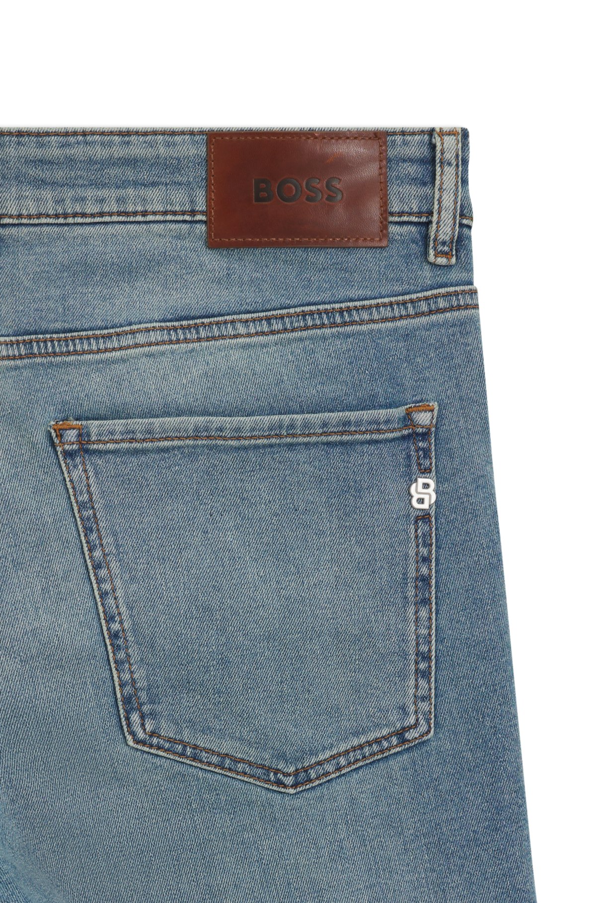 Pantalones vaqueros ajustados azul puro en denim de confort-elástico