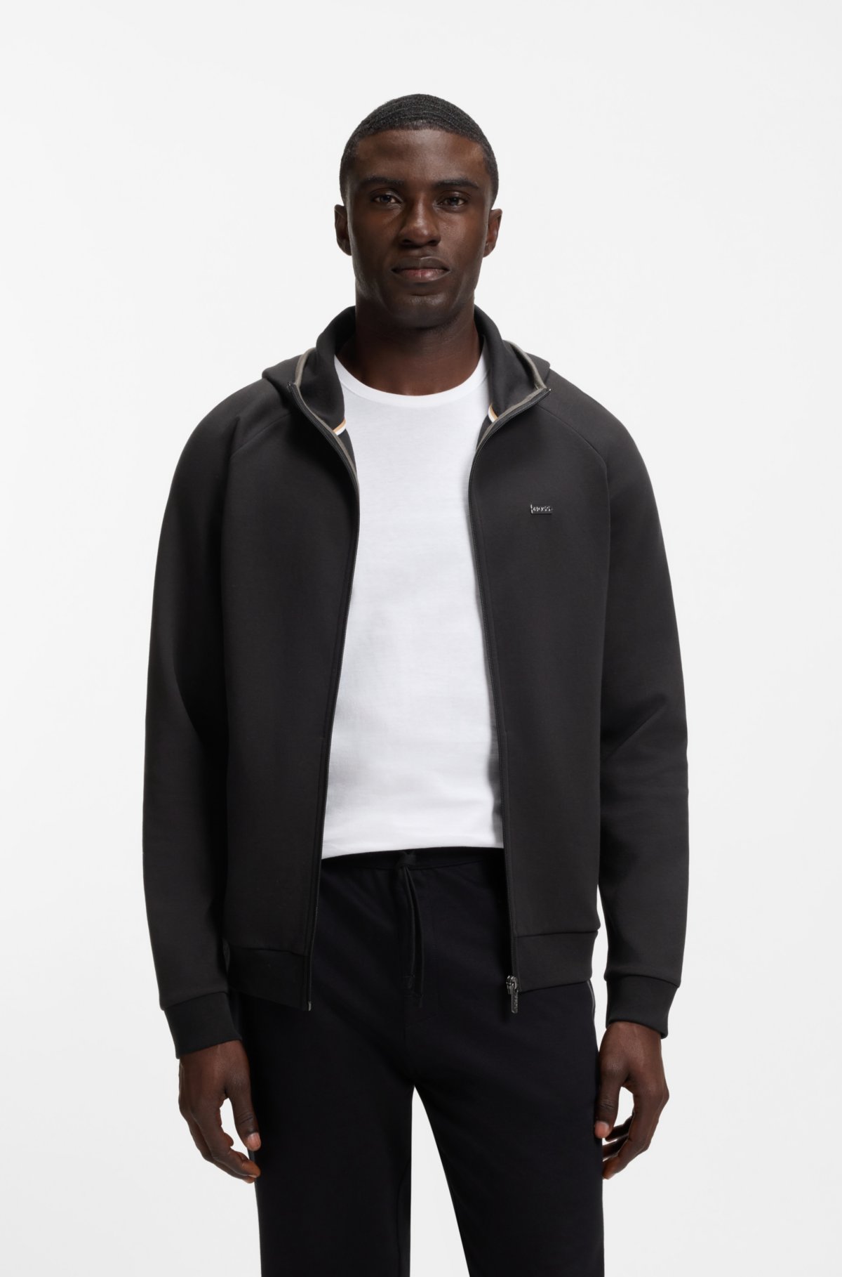 Sudadera con cremallera de contraste en mezcla de algodón