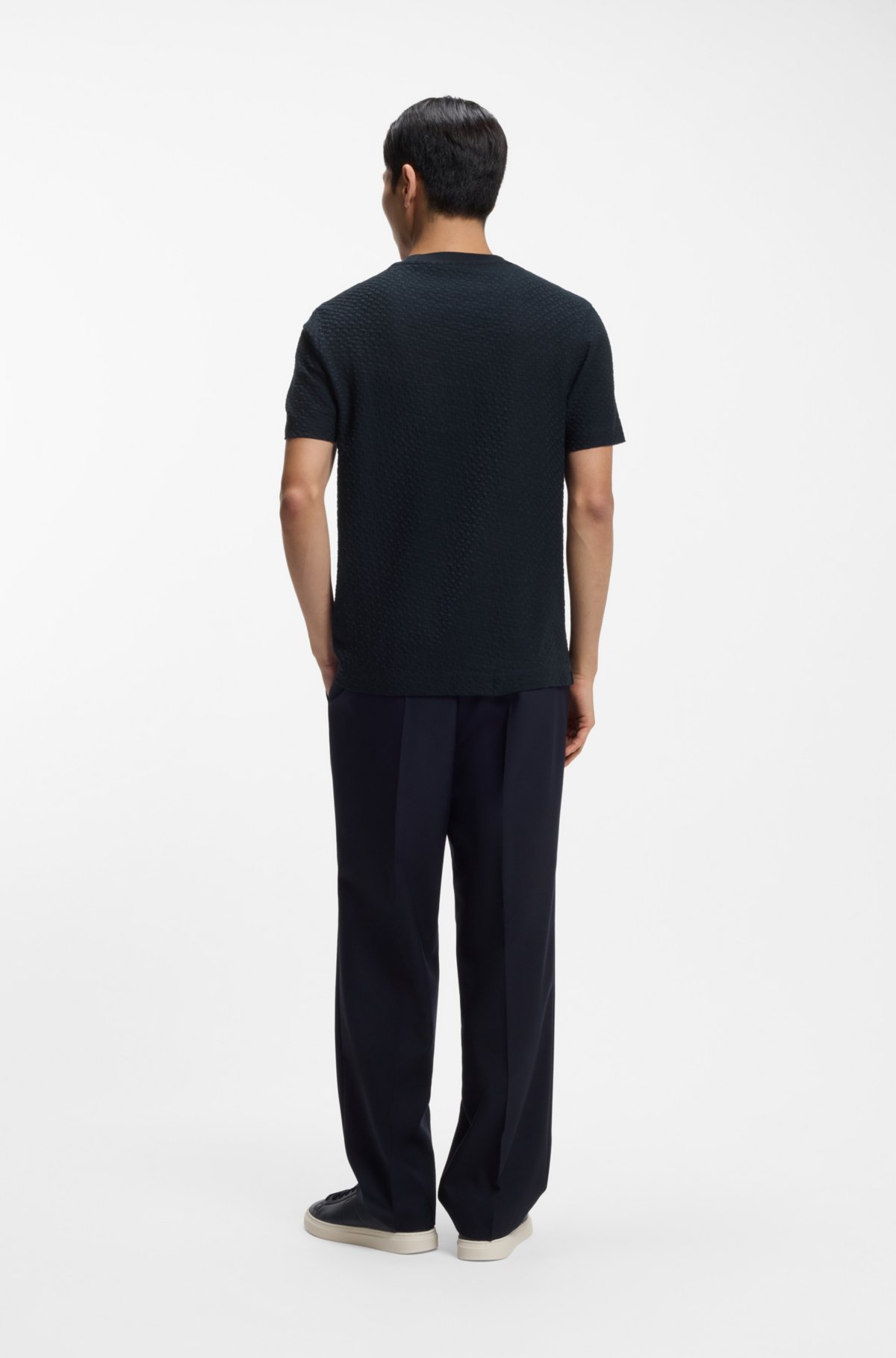 Camiseta de algodón mercerizado con jacquard monograma