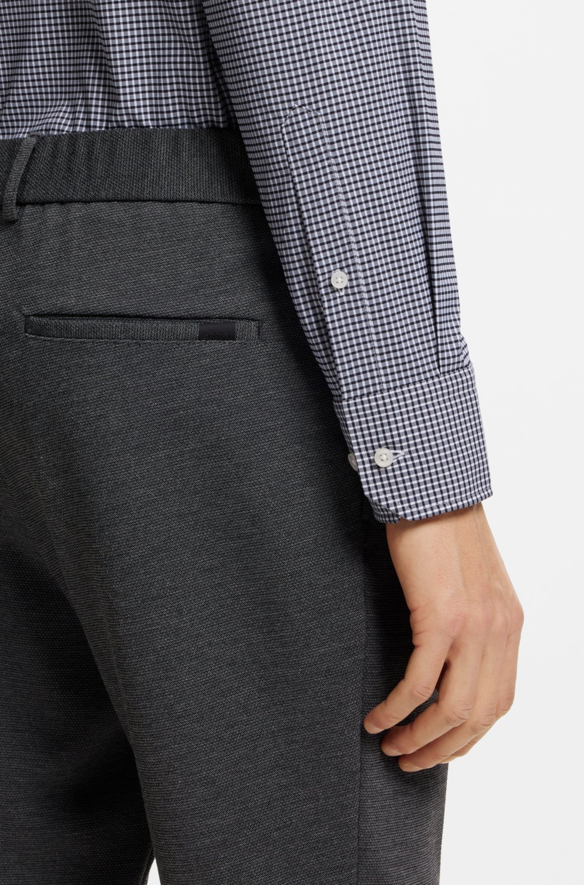 Camisa de corte regular con cuadros en tejido elástico de rendimiento