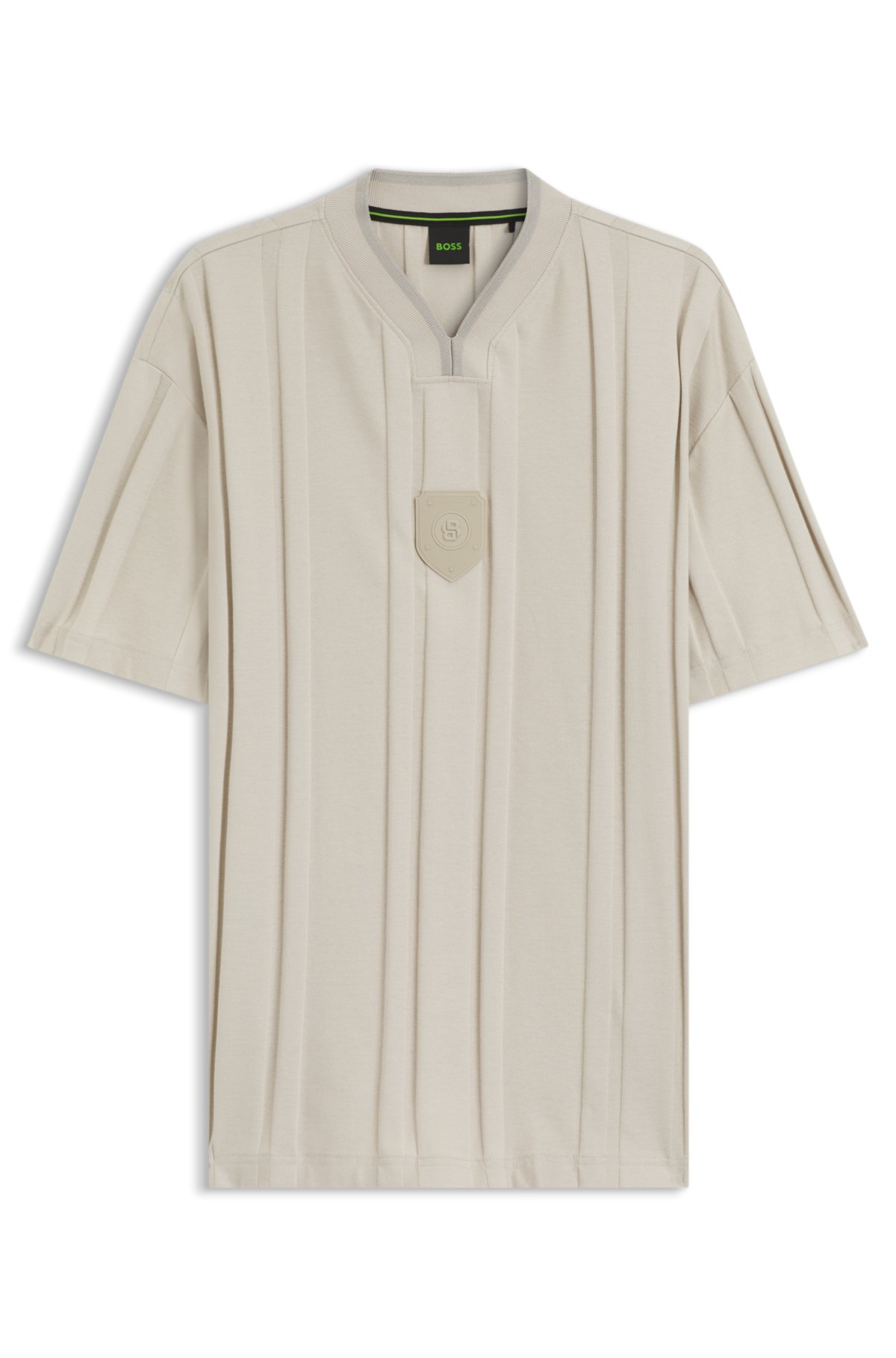 Camiseta de algodón con estampado texturizado y rayas