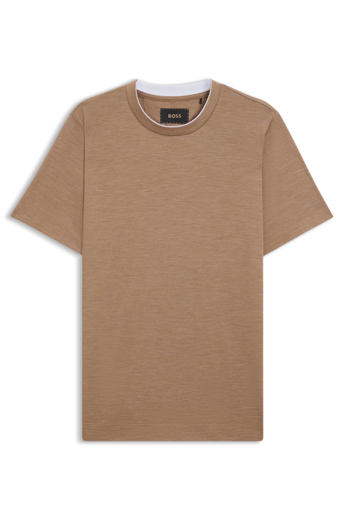 Camiseta de cuello doble en algodón y seda